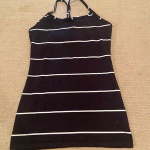 Ivivva black and white striped workout tank top